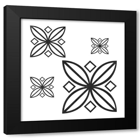 Pattern Flower Black Modern Wood Framed Art Print with Double Matting by Phillip, Jamie