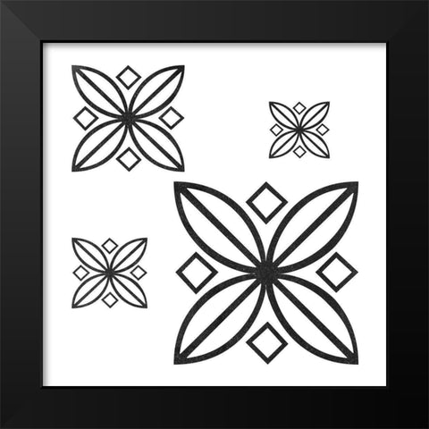 Pattern Flower Black Modern Wood Framed Art Print by Phillip, Jamie