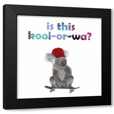 Kick Flip Koala 2 Black Modern Wood Framed Art Print by Phillip, Jamie