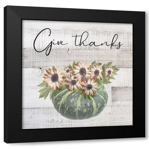 Give Thanks Black Modern Wood Framed Art Print with Double Matting by Phillip, Jamie