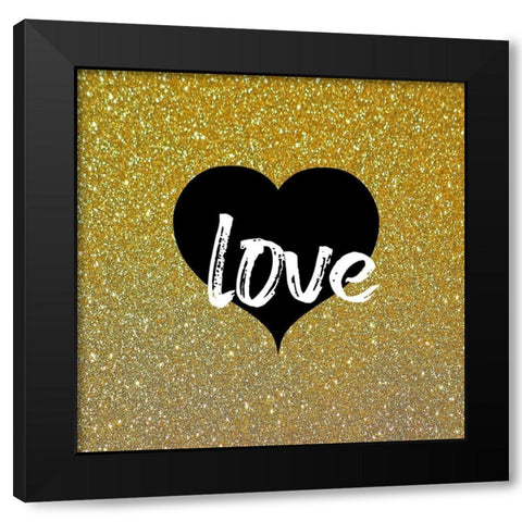 Love Gold Black Modern Wood Framed Art Print by Phillip, Jamie