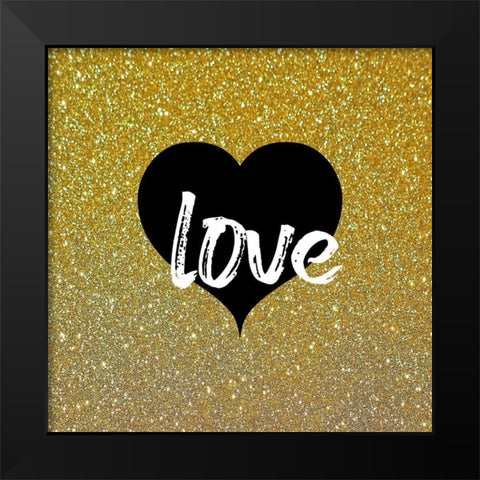 Love Gold Black Modern Wood Framed Art Print by Phillip, Jamie