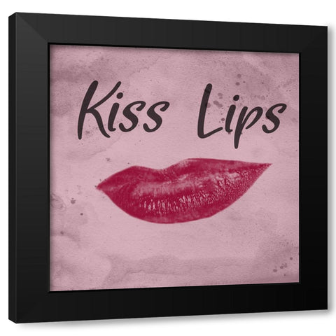 Kissy Lips Black Modern Wood Framed Art Print with Double Matting by Phillip, Jamie