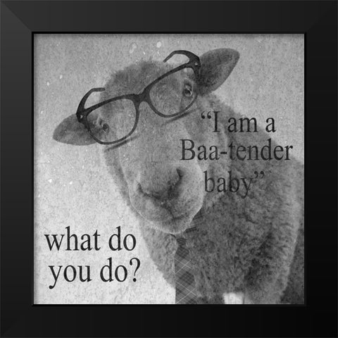 Baa-Tender Black Modern Wood Framed Art Print by Phillip, Jamie