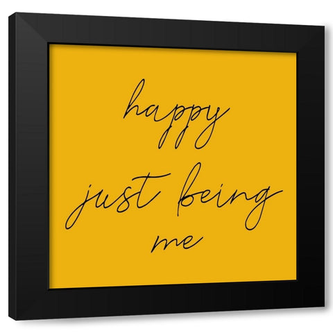 Happy Black Modern Wood Framed Art Print by Phillip, Jamie