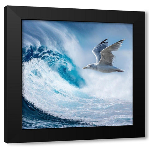 Big Wave Black Modern Wood Framed Art Print with Double Matting by Phillip, Jamie
