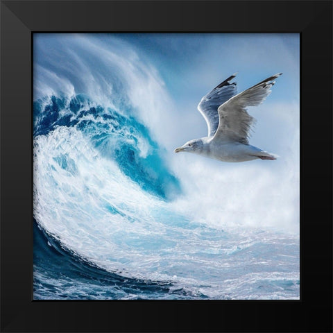 Big Wave Black Modern Wood Framed Art Print by Phillip, Jamie