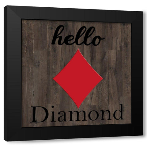 Playing Card Diamond Black Modern Wood Framed Art Print with Double Matting by Phillip, Jamie