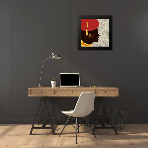 African Man 2 Black Modern Wood Framed Art Print by Phillip, Jamie