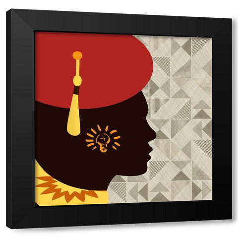African Man 2 Black Modern Wood Framed Art Print by Phillip, Jamie