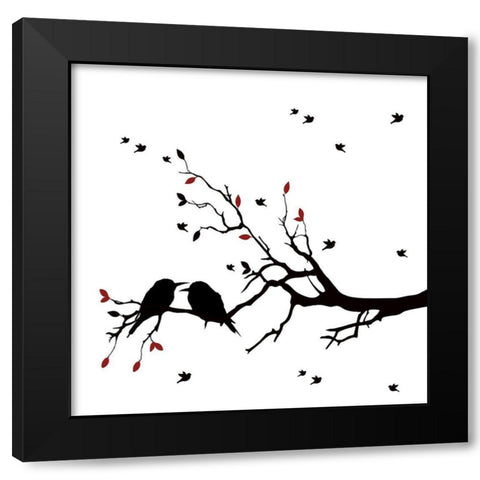 Birdy Love Black Modern Wood Framed Art Print with Double Matting by Phillip, Jamie