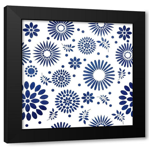 Botanical Indigo Black Modern Wood Framed Art Print with Double Matting by Phillip, Jamie