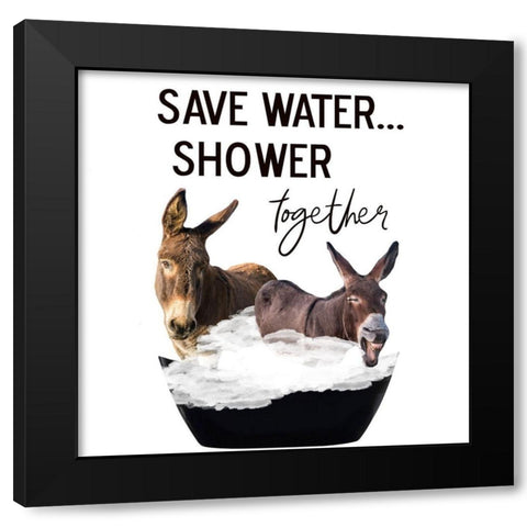 Shower Together Black Modern Wood Framed Art Print by Phillip, Jamie