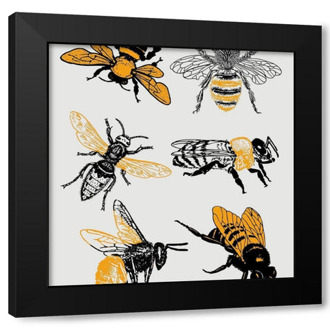 Honey Bees Black Modern Wood Framed Art Print by Phillip, Jamie