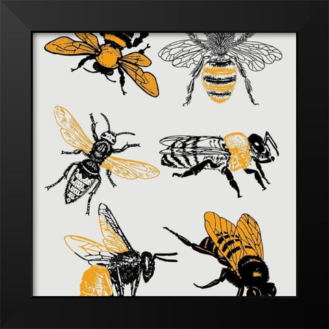 Honey Bees Black Modern Wood Framed Art Print by Phillip, Jamie