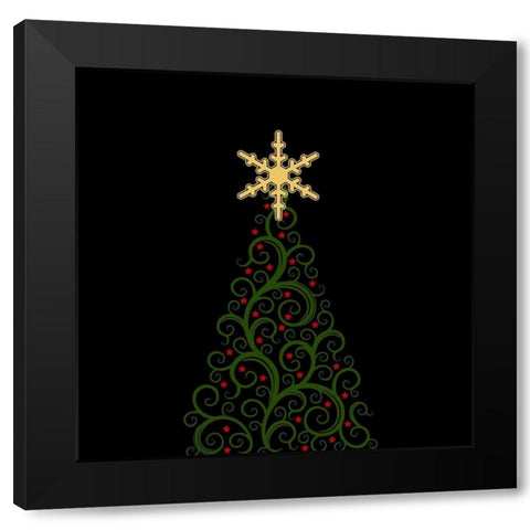 Christmas Tree Black Modern Wood Framed Art Print with Double Matting by Phillip, Jamie