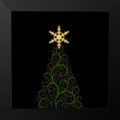 Christmas Tree Black Modern Wood Framed Art Print by Phillip, Jamie