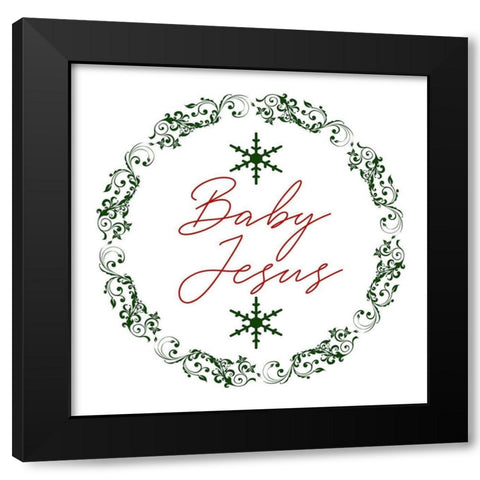 Christmas Wreath Black Modern Wood Framed Art Print by Phillip, Jamie
