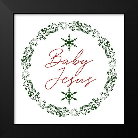 Christmas Wreath Black Modern Wood Framed Art Print by Phillip, Jamie