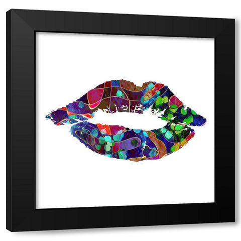 Lips Black Modern Wood Framed Art Print with Double Matting by Phillip, Jamie