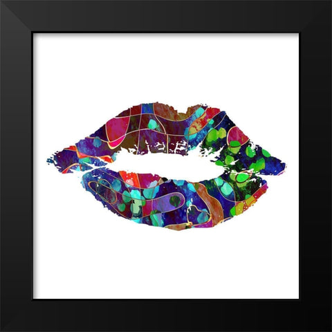 Lips Black Modern Wood Framed Art Print by Phillip, Jamie