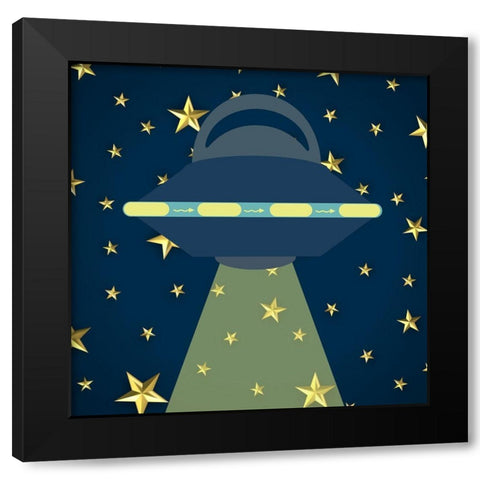Space Friends  Night Black Modern Wood Framed Art Print by Phillip, Jamie