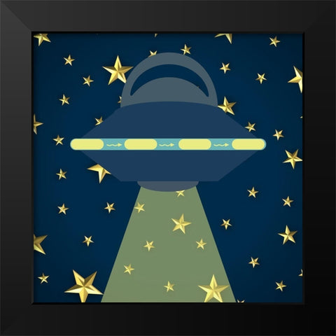 Space Friends  Night Black Modern Wood Framed Art Print by Phillip, Jamie