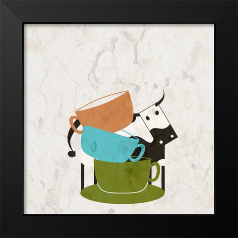 Coffee Bull Black Modern Wood Framed Art Print by Phillip, Jamie