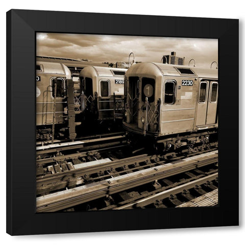 Bronx Trains Black Modern Wood Framed Art Print by Phillip, Jamie