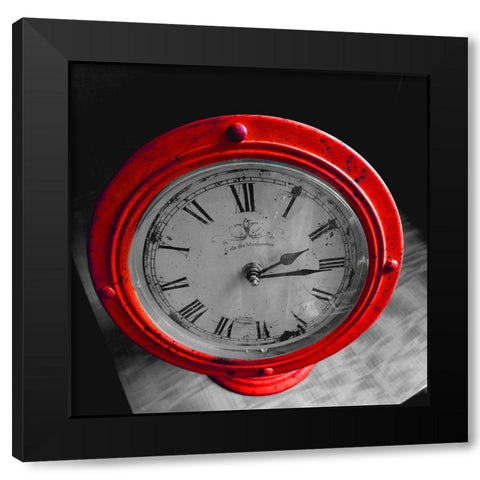 Red Clock Black Modern Wood Framed Art Print with Double Matting by Phillip, Jamie