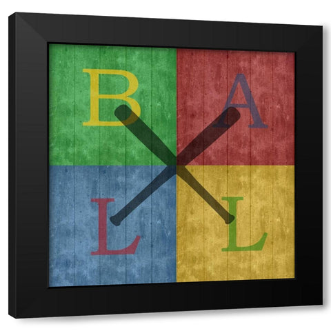 Baseball 4 Black Modern Wood Framed Art Print with Double Matting by Phillip, Jamie