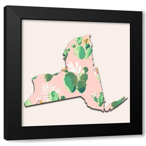 New York Map Black Modern Wood Framed Art Print by Phillip, Jamie