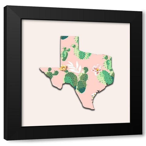 Texas Map Black Modern Wood Framed Art Print with Double Matting by Phillip, Jamie