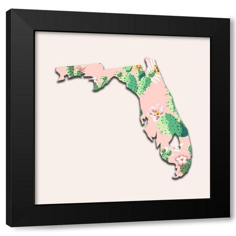 Florida Map Black Modern Wood Framed Art Print by Phillip, Jamie