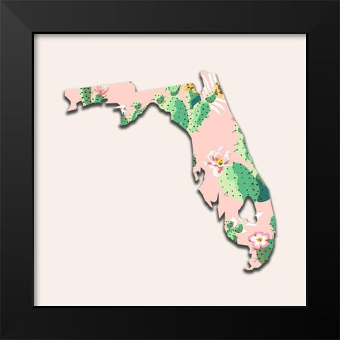 Florida Map Black Modern Wood Framed Art Print by Phillip, Jamie
