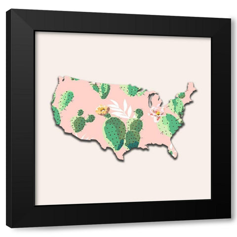 USA Map Black Modern Wood Framed Art Print by Phillip, Jamie