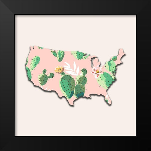USA Map Black Modern Wood Framed Art Print by Phillip, Jamie