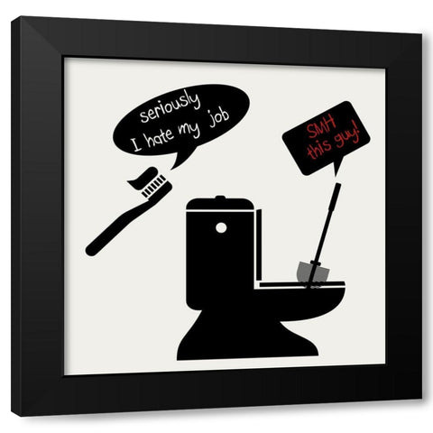 Toilet Talk 2 Black Modern Wood Framed Art Print by Phillip, Jamie