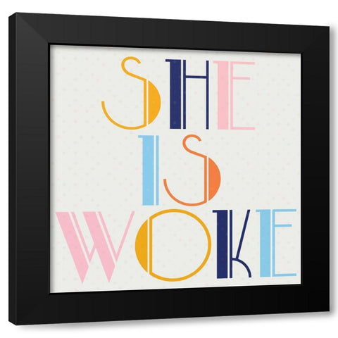 Woke 1 Black Modern Wood Framed Art Print with Double Matting by Phillip, Jamie