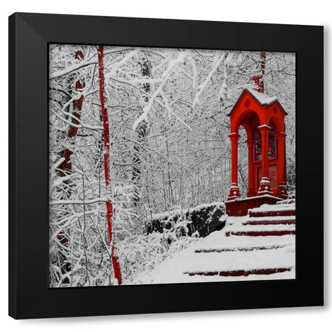 Red Winter Black Modern Wood Framed Art Print by Phillip, Jamie