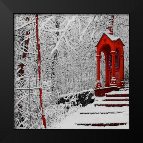 Red Winter Black Modern Wood Framed Art Print by Phillip, Jamie
