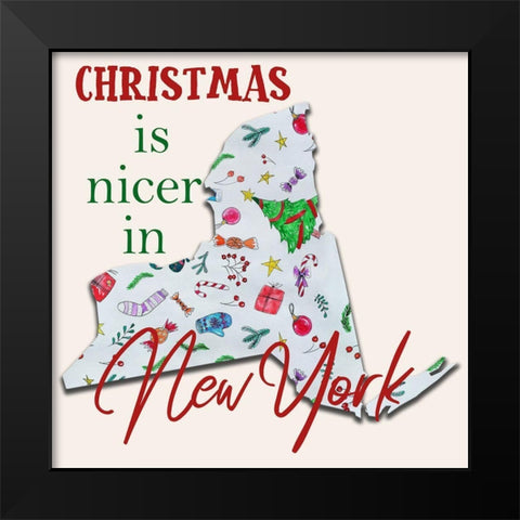 New York Christmas Black Modern Wood Framed Art Print by Phillip, Jamie