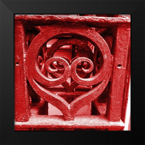 Red Iron Gate Black Modern Wood Framed Art Print by Phillip, Jamie