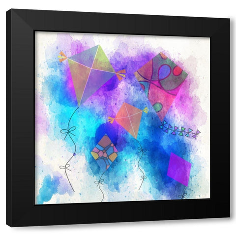 Kites Black Modern Wood Framed Art Print with Double Matting by Phillip, Jamie