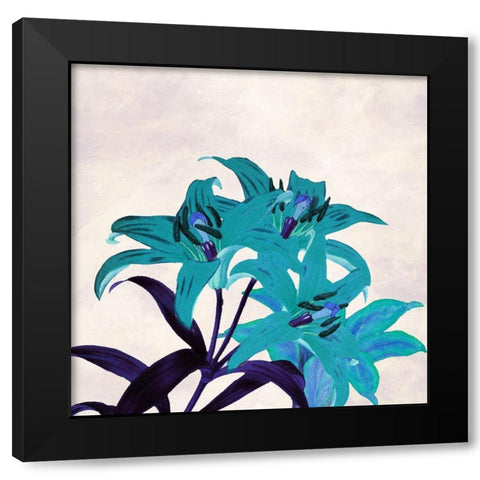 Simply Aqua Bloom Black Modern Wood Framed Art Print by Phillip, Jamie