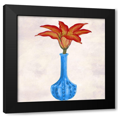 Simply Aqua Bloom 3 Black Modern Wood Framed Art Print with Double Matting by Phillip, Jamie