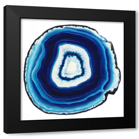 Agate Slice Blue Black Modern Wood Framed Art Print with Double Matting by Urban Road