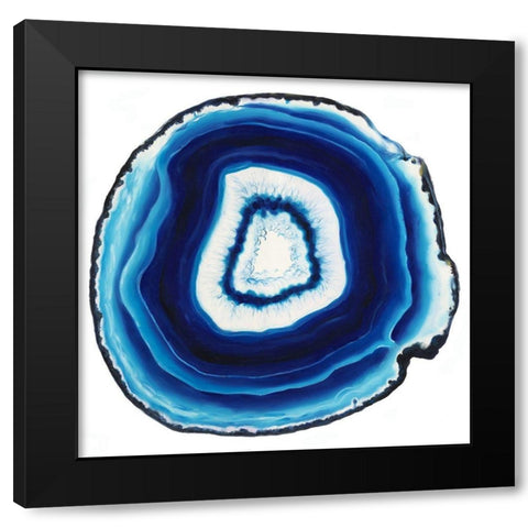 Agate Slice Blue Black Modern Wood Framed Art Print by Urban Road