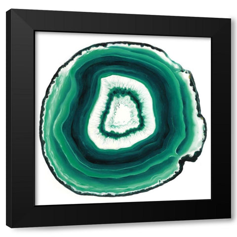 Agate Slice Green Black Modern Wood Framed Art Print with Double Matting by Urban Road