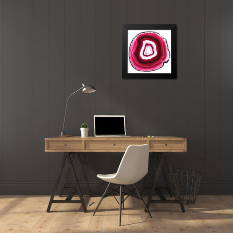 Agate Slice pink Black Modern Wood Framed Art Print by Urban Road